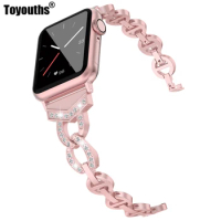 For Apple Watch Band 38mm 42mm 40mm 44mm for Women Stainless Steel Wrist Band for iWatch Bands Series 4,3,2,1 Bling Rhinestone