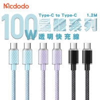 【Mcdodo 麥多多】Type-C to Type-C 晶體系列 100W 透明快充線1.2M
