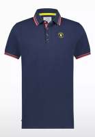 A Fish Named Fred Men Navy Polo with Pink Stripes