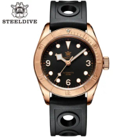 Steedlve Men's Bronze Watch Nh35 Automatic Watch 200M Water Resistant Retro Dive Watch Replica Reloj Hombre