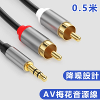 【免運活動中】3.5mm轉RCA一分二梅花音源線3.5mm轉AV音訊號連接線-0.5米