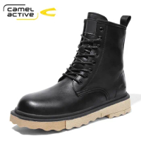 Camel Active Autumn Boots Men Shoes Fashion Casual Shoes Men Comfy Lace-up New High Quality Leather Casual Boots Men's Boots