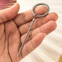可伸縮羅圈挖耳勺鑰匙扣掛飾創意個性汽車鏈不銹鋼鎖匙圈環掏耳勺