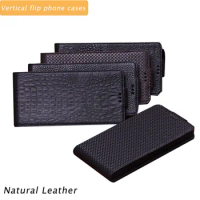 Vertical Natural Leather Flip Case for Xiaomi Civi 3 Mi MAX 3 2 Black Shark 5 Pro 4 POCO F3 F2 Phone F1 Cover Shockproof Holder