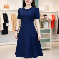 Đầm Trung Niên Cao Cấp – Đầm Xòe Tay Ngắn Dáng A Thanh Lịch, Che Khuyết Điểm Tốt, váy xinh sang chản