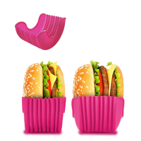 【創意餐廚】食品級矽膠漢堡固定盒(易清洗 托盤 三明治架 漢堡夾 環保餐具 小盤子 露營廚具)