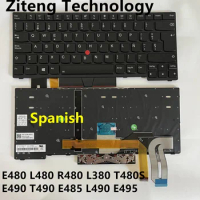 New SP Spanish Backlit Keyboard for Lenovo Thinkpad E480 E490 T480S L480 T490 T495 L380 L390 L490 P43s E485 E495 Laptop