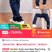 Xu Hướng Star Shop Quần Jean Nam Ống Suông 3 Màu Cơ Bản KHÔNG CO GIẤN Vải Tặng Freeship & Bonus Hoàn