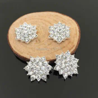 Nail Art Charms Rhinestone Snowflake Charms 10pcs Crystal Charms Flower Embellishment Charms Silver Charms Flatback Button Charm