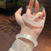【現貨】白月光手鐲女高冰小眾荔枝凍玉髓冰種平安鐲送女友貓眼石貴妃鐲子【北歐家居生活】