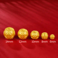 999 real gold beads 24k pure gold ball gold charms gold accessories 6mm-12mm