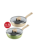 [Online Exclusive] กระทะก้นลึกพร้อมฝา One Pick Pot Pan ขนาด 22 ซม. สีเขียว (ซื้อ 1 แถมฟรี กระทะ สีวา