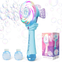 Bubble Wands for Kids Age 4-8: Windmill Light Up Automatic Bubble Machine Rechargeable With 2 Bubble