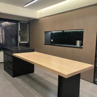 Modern Kitchen Countertop Chinese Artificial Marble Kitchen Sintered Stone Table Top wood Dinning table