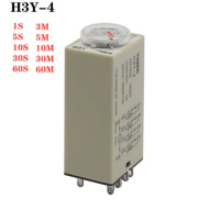 1pcs Power on Delay Time Relay H3Y-4 Small 14-pinDC12V24vAC220v Timer Switch 1S 3S 5S 30S 60S 5M 10M 30M 60M
