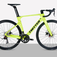 TWITTER 700C Road Bicycle/Double Disc Brakes Carbon Fiber Road Bike Fully Hidden 22 Speed City Race Derailleur Bike