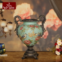 美式鄉村陶瓷花鳥大花瓶擺件客廳插花復古花器家居裝飾品歐式干花