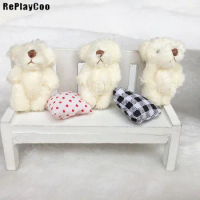 100PCS/LOT Mini Teddy Bear Stuffed Plush Toys Small Bear4.5cm white bear Stuffed Toys pelucia Pendant Kids Birthday GiftHMR009