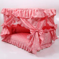 Easy to clean dog bed cute lace dog house comfortable dog house overall detachable cotton dog bed