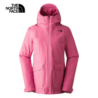 【The North Face 官方旗艦】北面女款粉色防水透氣保暖連帽三合一外套｜5AY1OHM