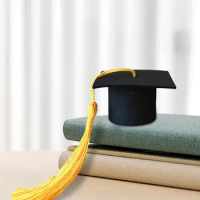 Mini Hat Decor Graduation Season Cake Topper Set with Tassel 10 Pcs Bachelor Cap Ornaments for Doctor Graduates Lightweight