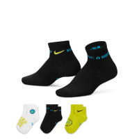 【NIKE 耐吉】襪子 童襪 大童 過踝襪 短襪 運動襪 3雙組 Y NK ED LTWT ANKL NKDAY 144 白黑綠 CU8129-904