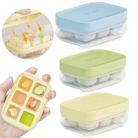 1/2/4Pcs Push Ice Cube Mould Ice Compartment Mini Summer Ice Mould Ice Storage Box Home Square Silicone Ice Cube Mould with Lid