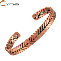 Vinterly Twisted Pure Copper Magnetic Bracelets Arthritis Energy Magnet Bangles Benefits Adjustable Open Cuff Jewelry for Women
