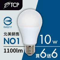 【TCP 強凌】LED 節能燈泡清倉大特賣-自然光10W(買六送六)