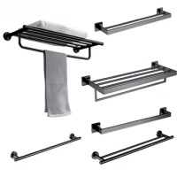 Stainless Steel Bathroom Hardware Set Bathroom Accessories Black Towel Rail Bar Rack Gold Towel Bar Shelf Towel Holder