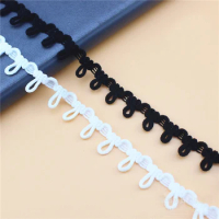 8Yard White Centipede Braided Lace Trim U-Wave Button Belt Elastic Band Curved Edge DIY Sewing Dress Buttonhole Loop Accessories