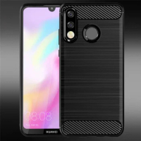 Brushed Texture Case For Huawei P40 Lite E P30 P20 Pro P30Lite P30Pro P10 Plus Carbon Fiber Shockproof Case Back Phone Cover