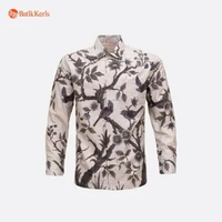 Batik Keris Kemeja Batik Reguler Fit Lengan Panjang Motif Swarna Sekar Laras 16 Oatmeal