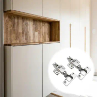 2pcs Hinge Stainless Steel Door Hydraulic Cabinet Door Hinge Buffer Soft Close For Cabinet Cupboard Furniture Hardware N6z4