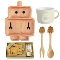 【日本SPICE】機器人  松木 兒童餐具組 木質兒童餐具禮盒 造型餐具組 周歲禮盒 生日禮物