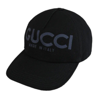 【GUCCI 古馳】簡約經典大LOGO帆布棉質遮陽帽棒球帽(黑)