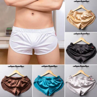 Men Sexy Pajamas Boxer Shorts Smooth Silk Underwear Men Sleep Bottoms Homewear Lounge Shorts Male Panties Boxers