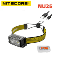 NITECORE NU25 V2 Upgraded 400Lumens Lightweight Headlight USB-C Rechargeable Beam Headlamp Lantern Outdoor Sports Running Hiking