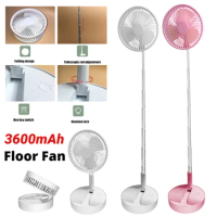 3600mAh Folding Telescopic Floor Fan USB Rechargeable Air Cooling Fan Summer Mute Desktop Table Fan for Office Bedroom School