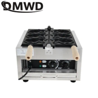 DMWD Electric Fishes Shape Big Fish Cone Waffle Maker Commercial Open Mouth Ice Cream Taiyaki Machine Muffin Iron Oven 110V 220V