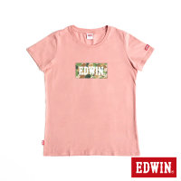 EDWIN 女裝 迷彩BOX短袖T恤(淺粉紅)