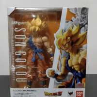 In Stock Original SHF Dragon Ball Z Son Goku Yellow Hair War Damage Goku Action Figure Model Toys Anime Figura Gift