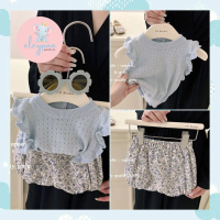 Setelan Anak Perempuan Baju Rajut Celana Kodok Kids OOTD Fashion Knit Top Pants One Set Anak Cewek