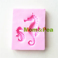 Mom&amp;Pea 1447 Free Shipping Sea Horse Mold Cake Decoration Fondant Cake 3D Mold Soap Mold Food Grade