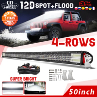 CO LIGHT Led Bar 50 inch 12D 4-Rows Led Light Bar Spot Flood Combo Beam for Off Road Tractor Lada Niva 4X4 Truck SUV ATV 12V 24V