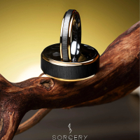 SORCERY Zirconia Ceramic Ring Pria Wanita Couple Engagement Tunangan Wedding Nikah Eros Gold Black