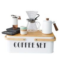 Outdoor Pour Over Coffee Maker Set With Coffee Kettle Mug Manual Grinder Filters Scale Metal Gift Box for Camping Traveling