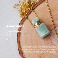 ROONA - Serene Charm Necklace Diffuser Original (Free Essential Oil) Kalung Batu Permata, Rantai Ber