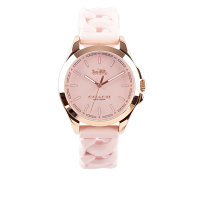 【COACH】Libby 標誌馬車圖案橡膠錶帶女錶(粉色)