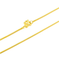 Pure Solid 999 24K Yellow Gold Necklace Women Box Link Chain Necklace P6278